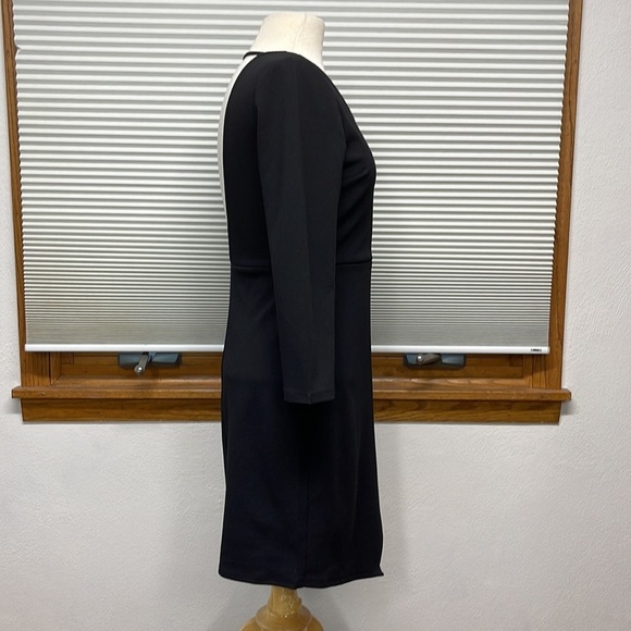 Express NWT Black 3/4 Sleeve Open Back Faux Wrap Dress Size Small - Picture 3 of 9